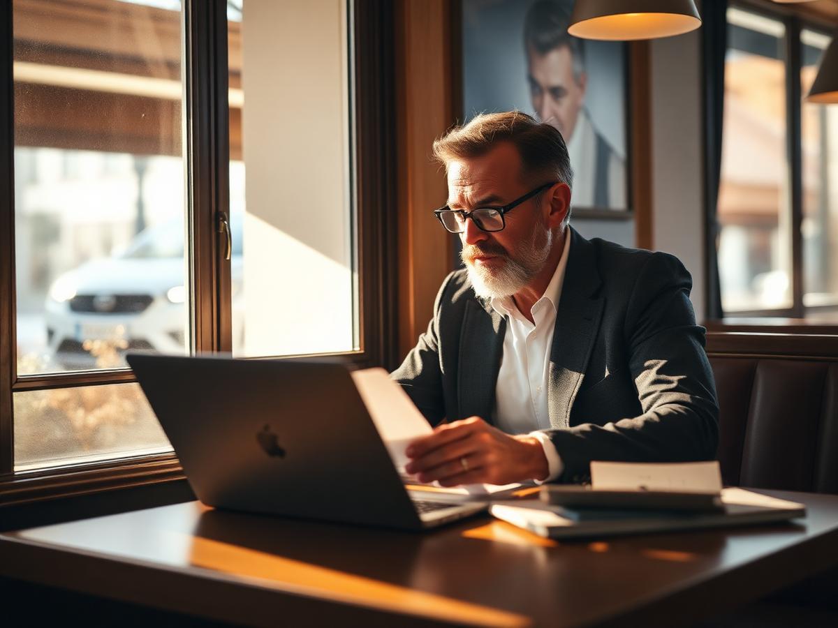 Dirigeant analysant les comptes de son restaurant